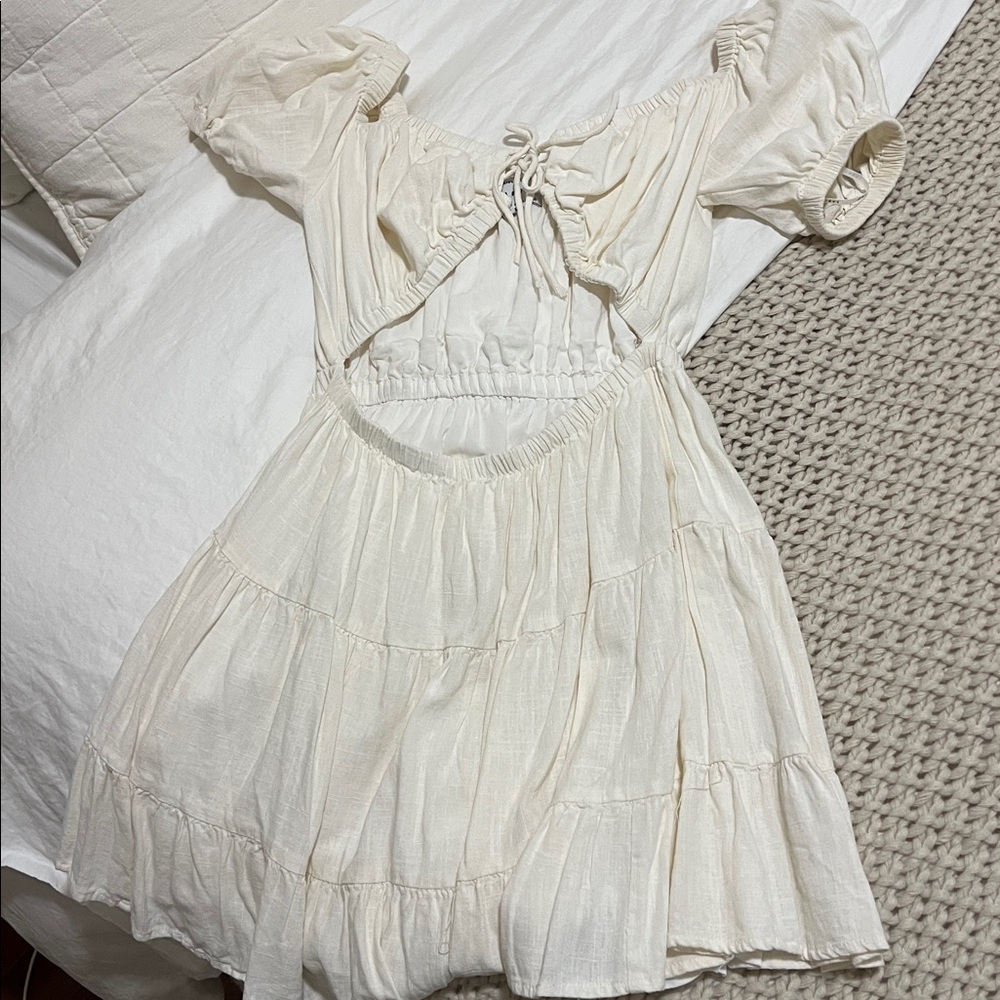 SABO White Linen Blend Cherise Dress Size Small
